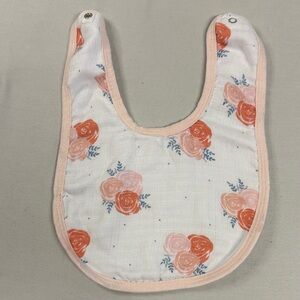 aden + anais - LIKE NEW - Floral Baby Bib - Pink and Orange